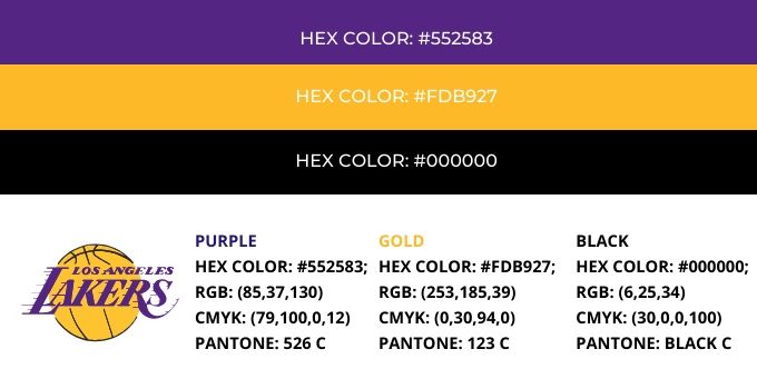 Los Angeles Lakers Color Codes